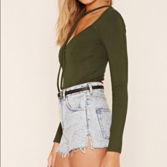 Forever 21 Tops - 4 for $15🎃Forever 21 ribbed olive green bodysuit